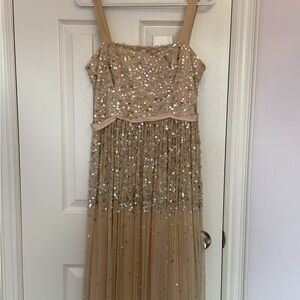 Dex Sequin Dress in Gold and Tan